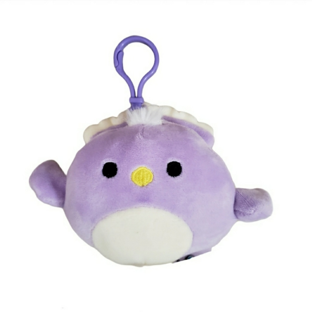 Squishmallows Elina Purple Peacock 3.5" Clip Keychain Plush NWT